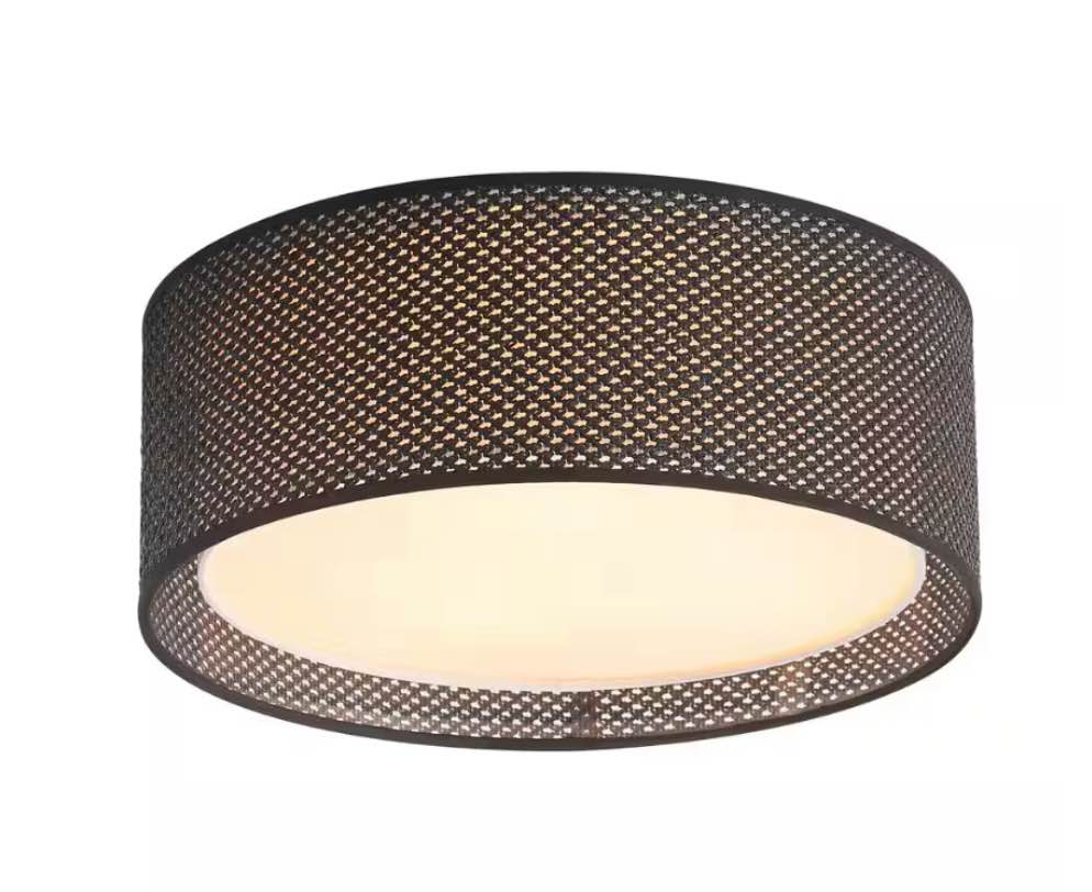  20 in. 5-Light Black Drum Flush Mount