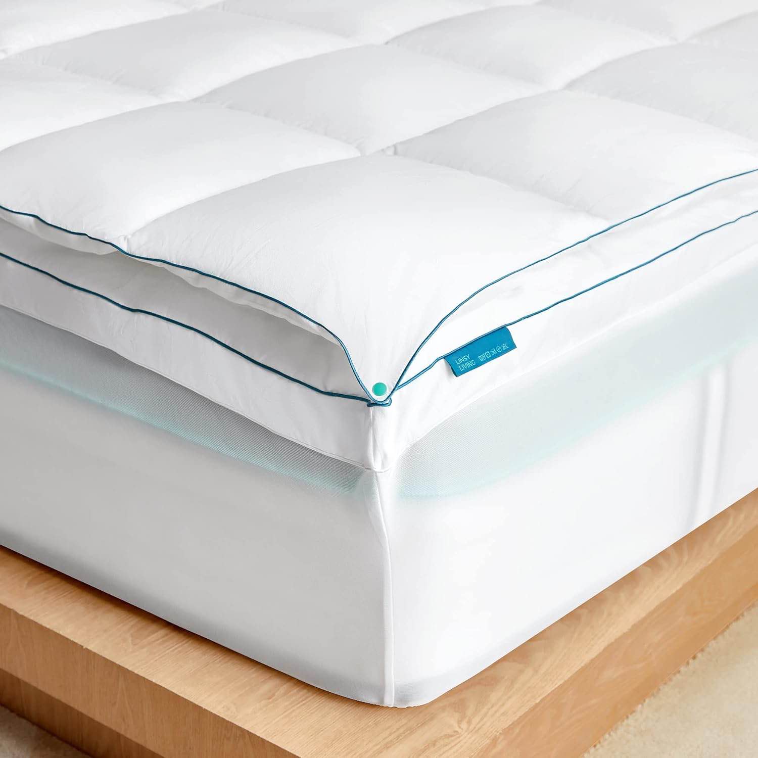 LINSY LIVING Mattress Topper Pocket, Queen Size Bed Topper 