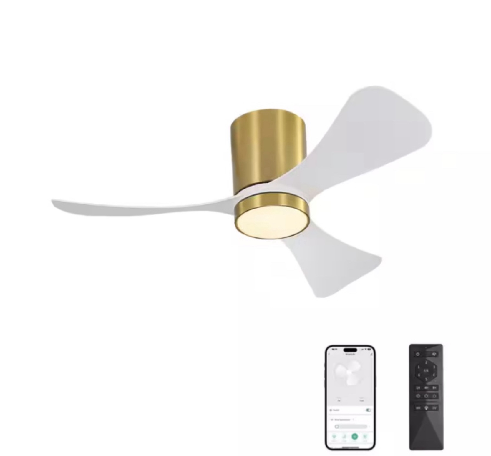 42 in. Dimmable Smart LED Indoor White and Gold 3-Blades Ceiling Fan with Remote Control