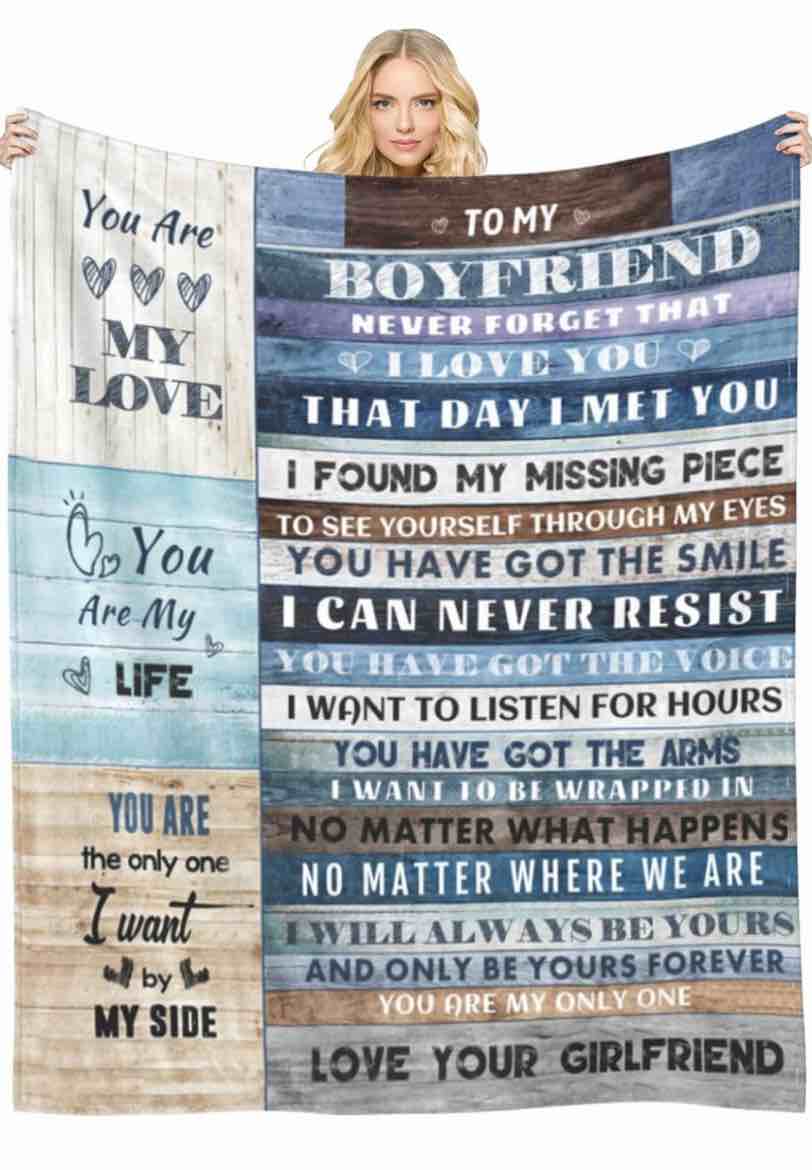 to My Boyfriend Blankets, Anniversary Valentines Gifts for Boyfriend, You are My Life Blankets Gifts, Ultra-Soft Micro Fleece Blankets Soft Bedding Sofa 50 x 60 in