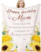 Mom Birthday Gift - Birthday Gifts for Mom, Mom Birthday Gifts from Daughter - Happy Mom Birthday Gifts - Mom Birthday Gift Ideas - Throw Blanket 60 x 50 inch