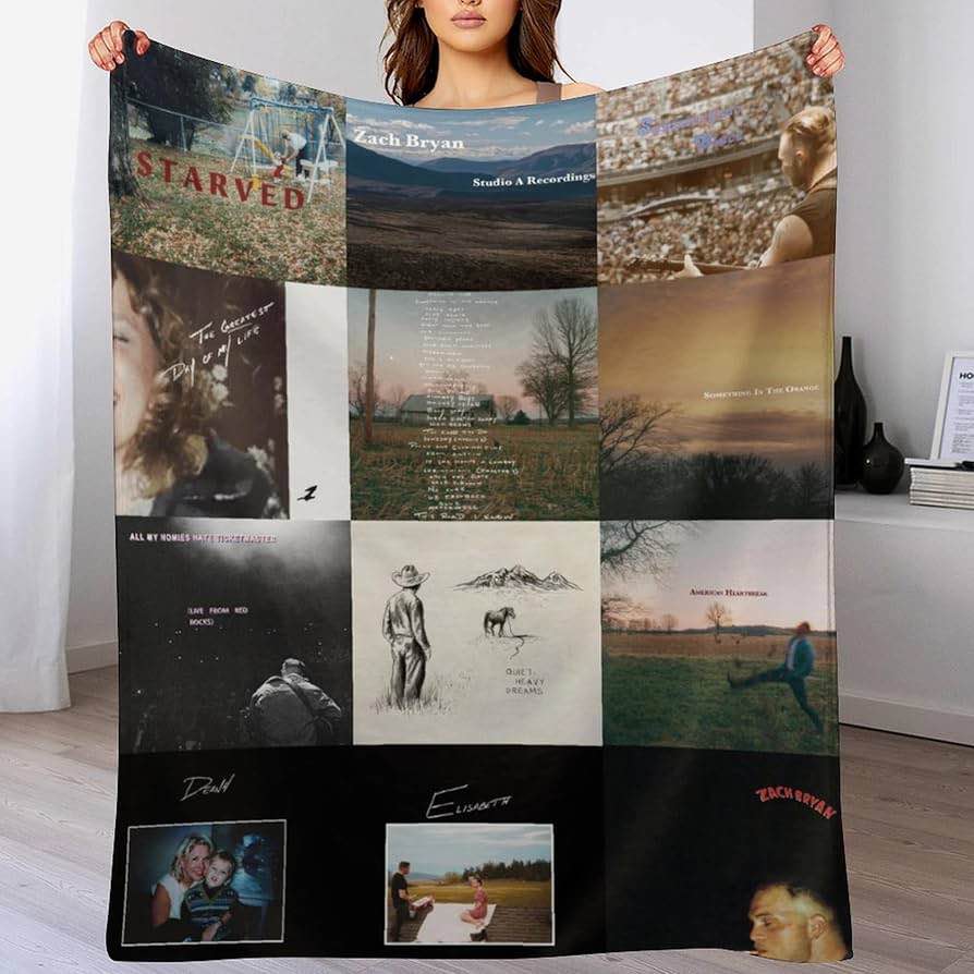 Album Cover Zach Music Bryan Blanket Throw for Sofa Home Decor Soft Warm Air Conditioning Zach Blanket Bryan Merch Gift (Album Cover, 80"x60")