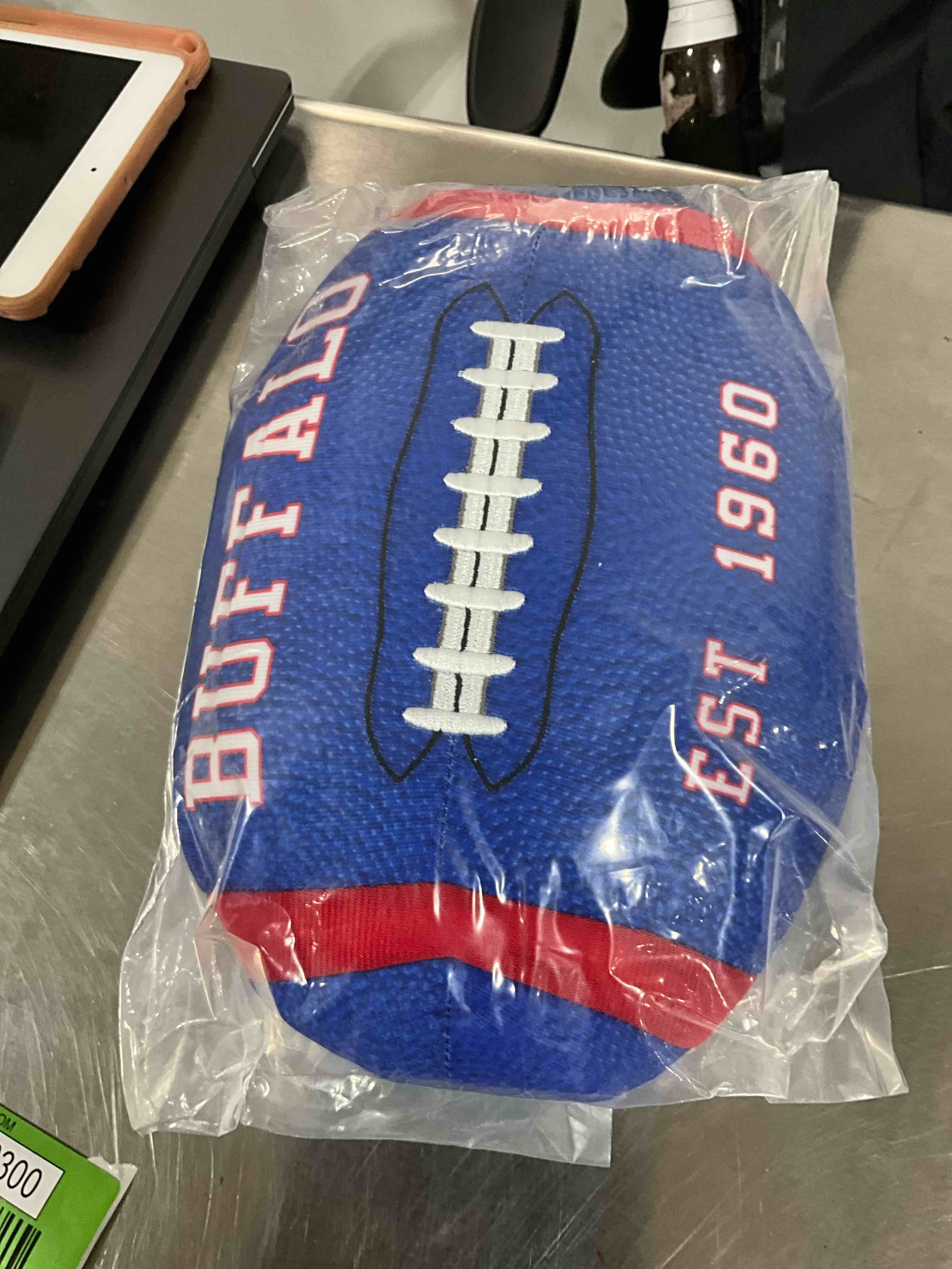 Football Buffalo EST 1960 Throw Pillow Blue Football shape pilllow 