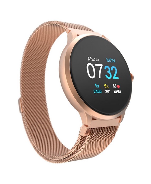 ITOUCH Women's Sport 3 Rose Gold-Tone Mesh Strap Fitness Tracker Smartwatch, 45mm
