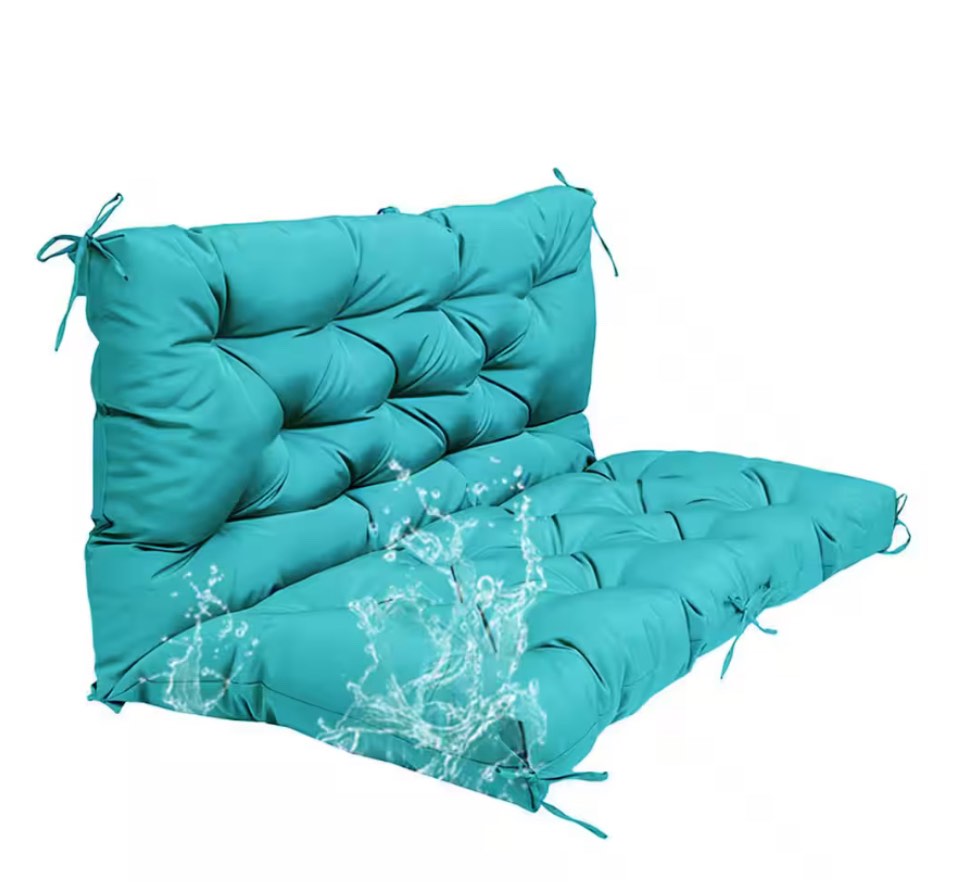 2-3 Seater Outdoor Porch Swing Cushion Waterproof Bench Cushion with Backrest - 60 in. x 20 in. x 20 in.