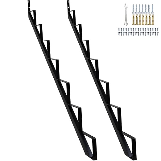 MTB Steel Stair Step Riser - 7 Step for Deck Height 57 inches (2 Pack) Stair Stringer Step Stringer