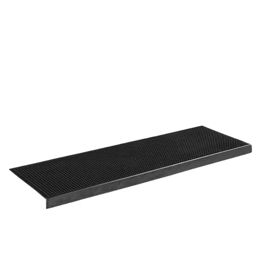 Easy clean, Waterproof, Low Profile Non-Slip Indoor/Outdoor Rubber Stair Treads, 10 in. x 30 in. (Set of 5), Black Nib