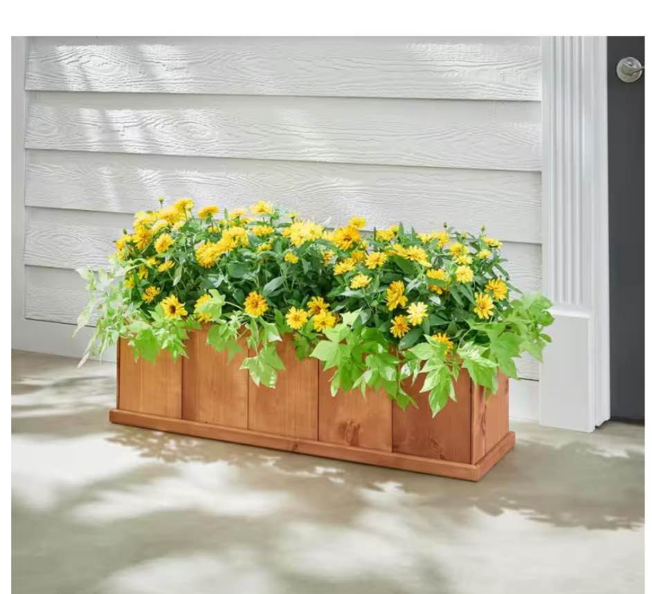 39.5 in. Brooklin Stained Brown Wood Planter Box (39.5 in. L x 11.5 in. W x 11.5 in. H)