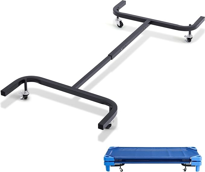 Aurelema Universal Cot Carrier Cozy Cot Trolley with 4 Strength Casters Holds up to 20 Cots Kids and Toddler Preschool or Classroom Cot Storage Trolley