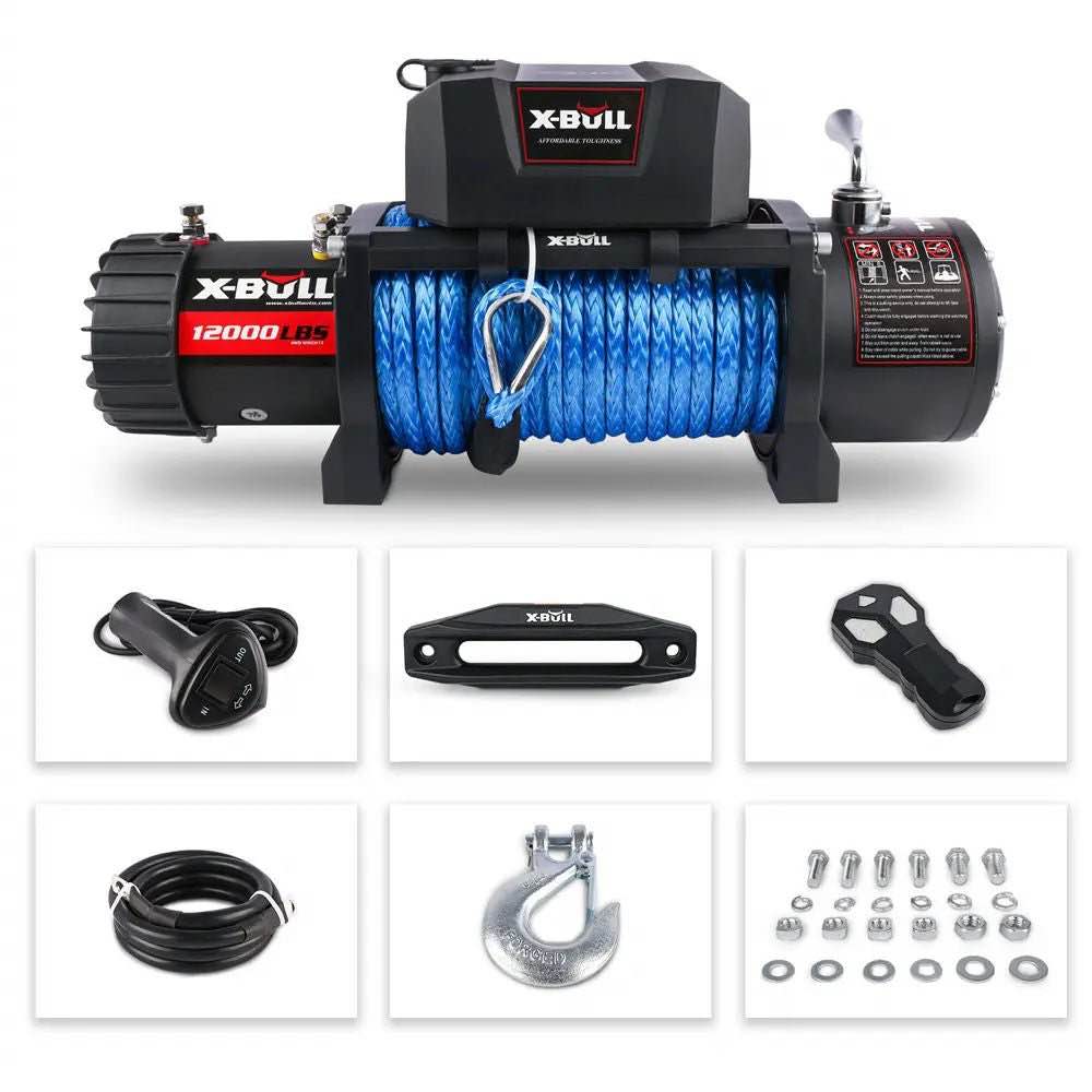 X-BULL Electric Winch 12000 LBS 12V Synthetic Rope SUV Jeep Truck 4WD