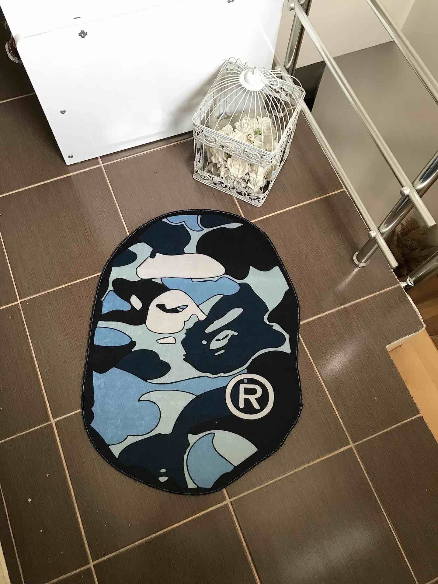 BAPE Blue Rug, 31in W* 2BAPE Rug, 31in W* 23in L (60*80cm )Decor Modern Rug, Hypebeast Rug, Kids Room Rug, A Bathing APE3in L (60*80cm )Decor Modern Rug, Hypebeast Rug, Kids Room Rug, A Bathing APE
