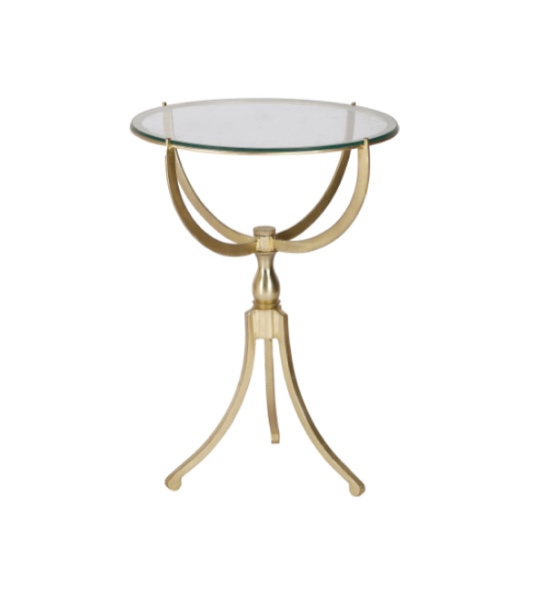 Ren Wil Halo 18"W Contemporary Iron Atlas Style Accent Table with Glass Top