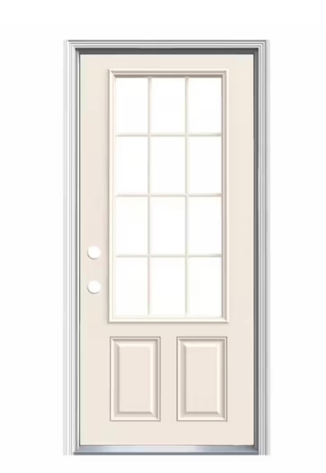 32 in. x 80 in. 12-Lite Primed Steel Prehung Right-Hand Inswing Prehung Front Door with Brickmould