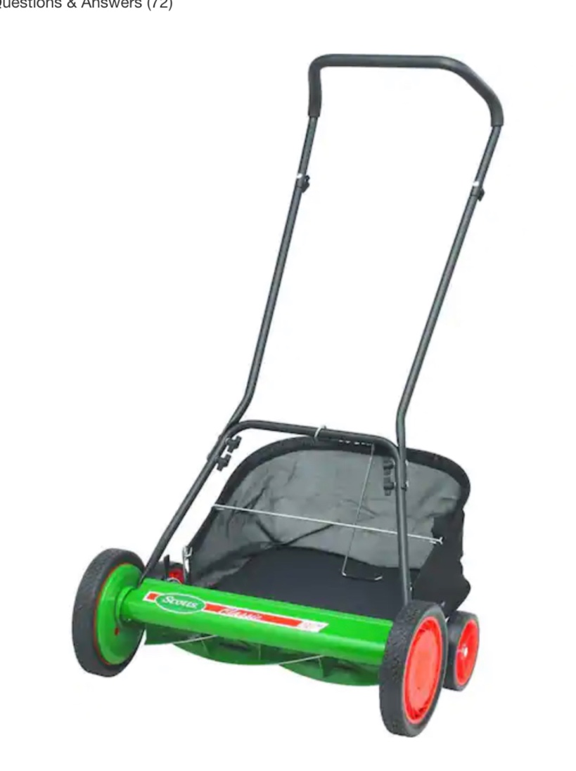 20 in. Manual Walk Behind Reel Lawn Mower, Includes Grass Catcher