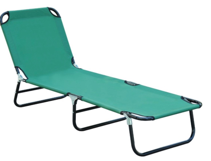 Outsunny Portable Outdoor Sun Lounger, Lightweight Folding Chaise Lounge Chair w/ 5-Position Adjustable Backrest for Beach, Poolside and Patio