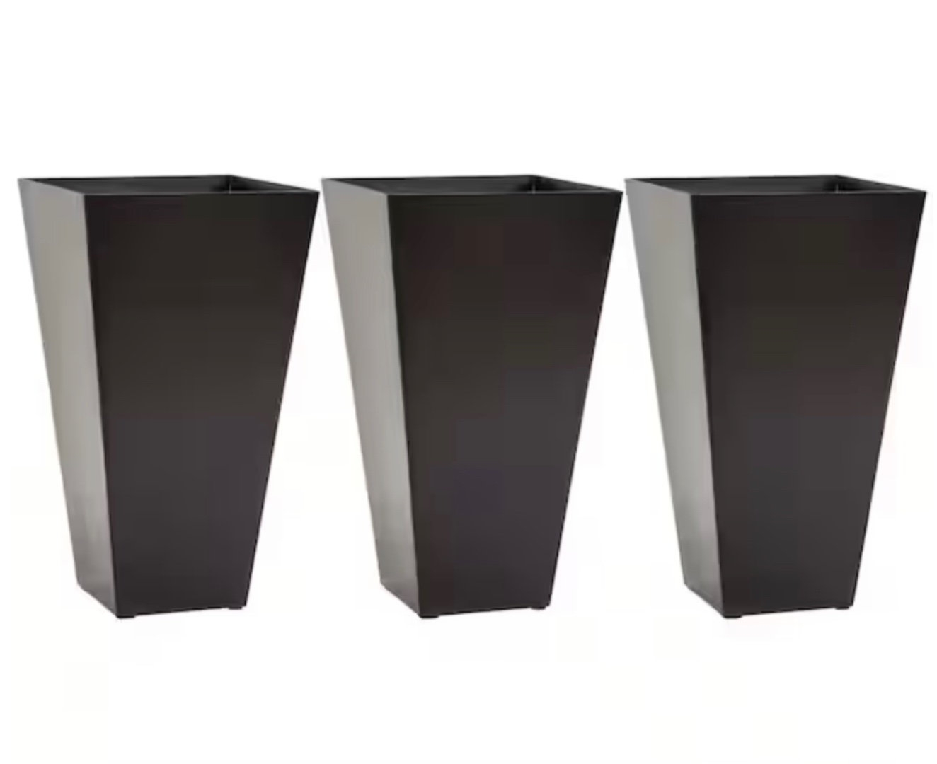 Brown Plastic Tall Plastic Planters Outdoor and Indoor Plastic Garden Flower Pots (3-Pack)