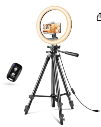 10"Selfie Ring Light with 62" Adjustable Tripod Stand & Phone Holder for Live Title n/Makeup, Dimmable LED Ringlight for Tiktok/YouTube/Zoom Meeting/Photography ®