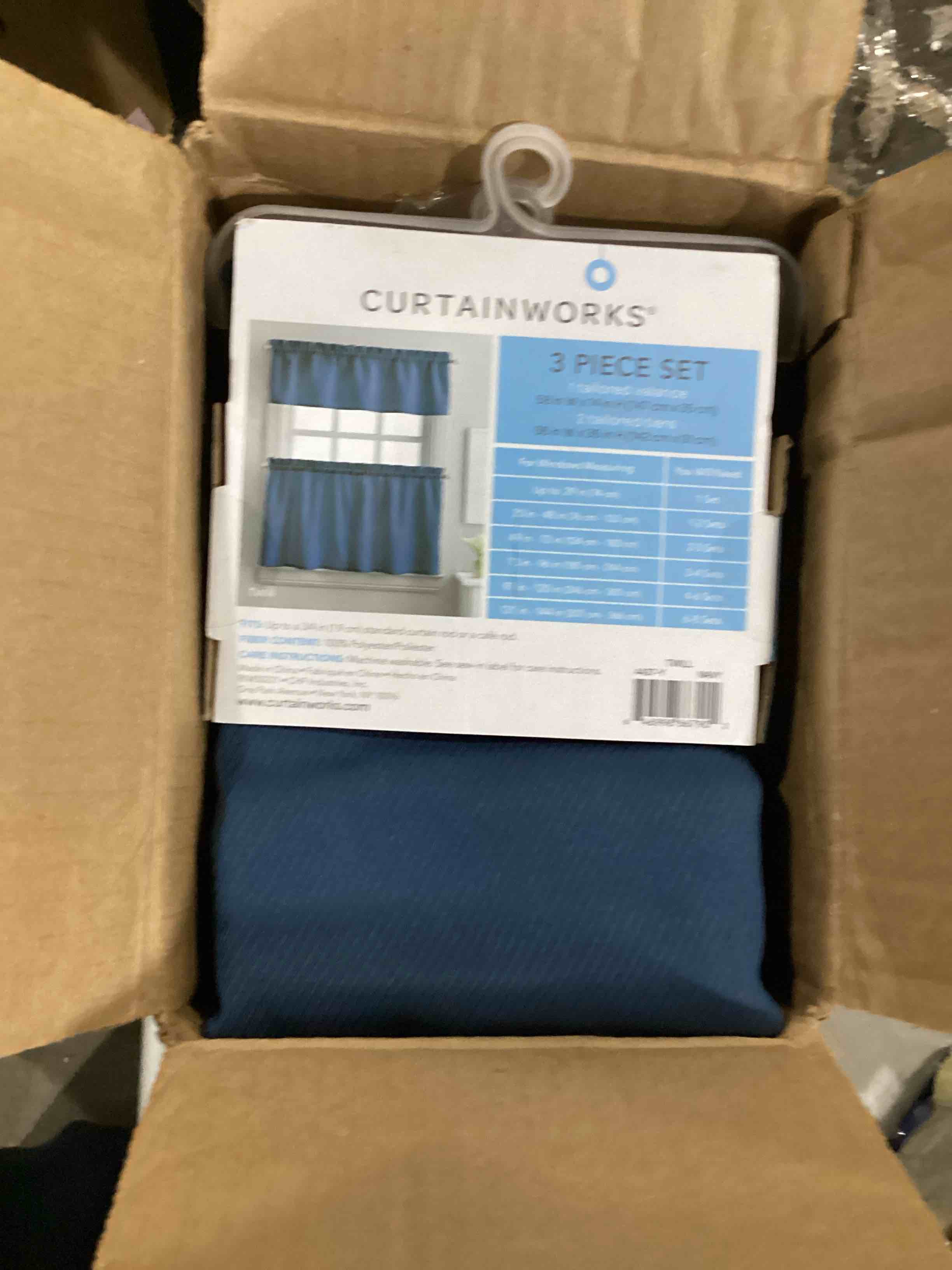 Home Collection 3 Pieces Solid Color Kitchen Curtain Set Tier and Valence with Rod Pocket Microfiber 100% Sunlight Blackout Drapes Window Treatment New (Navy Blue)