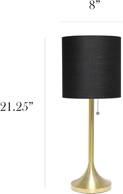 ((similar to stock))Simple Designs LT1076-BND Tapered Fabric Drum Shade Table Lamp, Brushed Nickel and Polka Dot