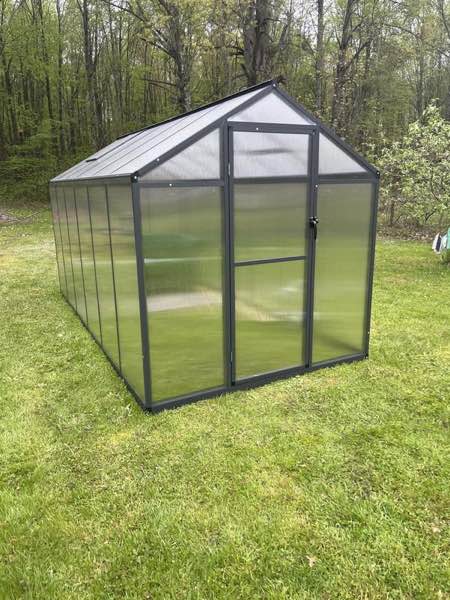 VEIKOUS Aluminum Greenhouse 6-ft L x 10-ft W x 6.4-ft H Gray Greenhouse