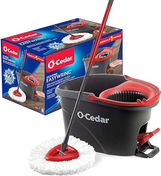 o-cedar microfiber easywring spin mop and bucket