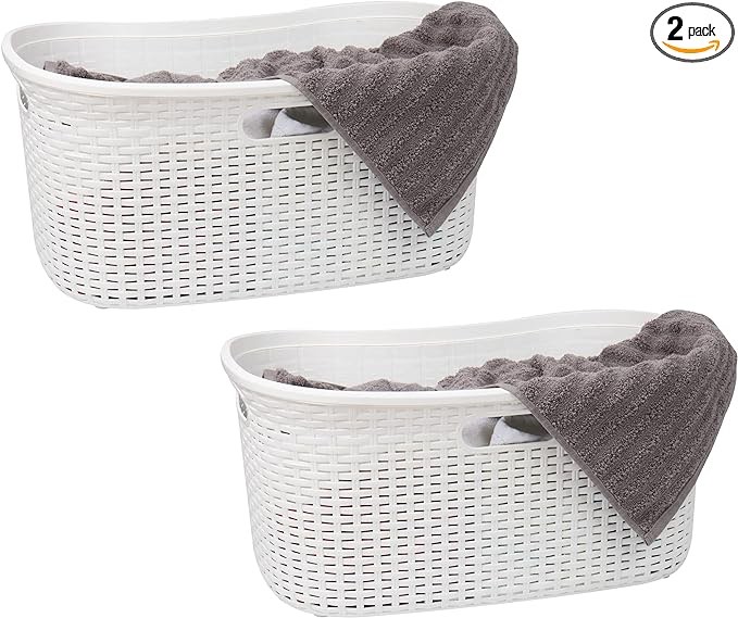 Mind Reader Laundry Basket, 40 Liter Capacity, Cut Out Handles, 2-Pack, 23"L x 14.5"W x 11"H