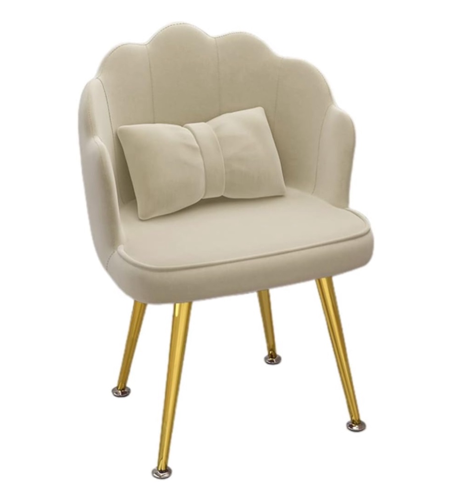 GLJAN Bedroom Makeup Chair Dining Room Chairs Dressing Stool with Armrest Best Gift for Girl/Women Can Bear 330lbs (Color : Beige, Size : 48 * 41 * 80cm)