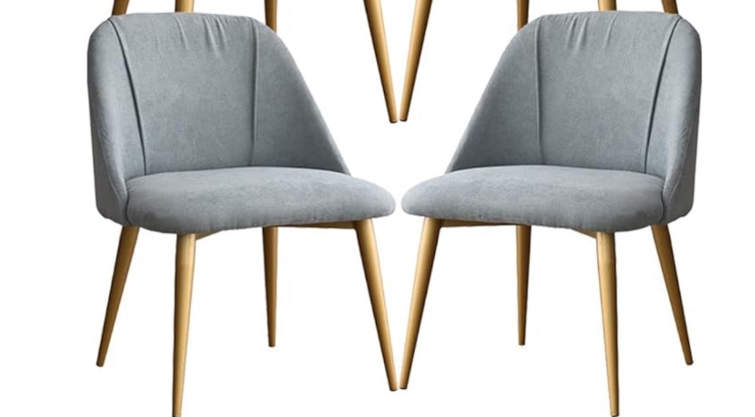 Dining Chair Modern Dining Chair Set of 2 ,Cotton Linen Cloth Wrought Iron Legs Bedroom Marriage Room Balcony Sofa Chair Dressing Table Makeup Chair (Color : Grey, Size : Black feet)