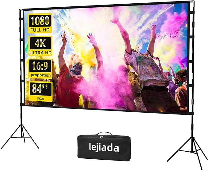 Upgraded Projector Screen with Stand Portable Projection Screen lejiada 16:9 4K HD 