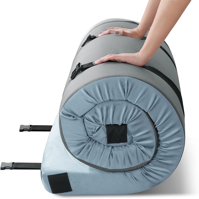 KingChii CertiPUR-US Memory Foam Camping Mattress, Portable Roll Up Travel Car Camping Mattress Sleeping Pad & Floor Mattress, Cot Mattress Guest Bed for Sleepover with Waterproof Cover & Travel Bag