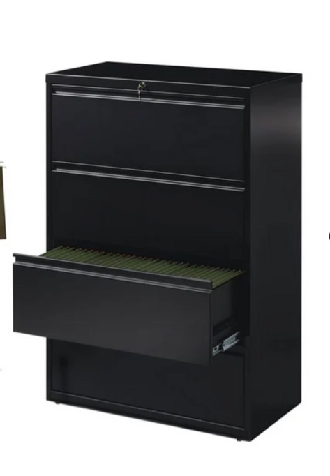 Hirsh 36 inch W Metal 4 Drawer Lateral File Cabinet with File Folders in Black