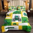 Kids Tractor Bedding Set Twin Boys Green Yellow Truck Comforter Set Excavator Construction Down Comforter Children Cartoon Vehicle Car Duvet Insert Farm Equitment Trucks Bedding Comforter Sets,2Pcs Multi 1149 Twin