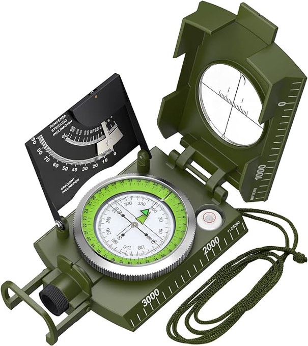 Eyeskey Multifunctional Military Sighting Navigation Compass with Inclinometer | Impact Resistant & Waterproof Compass for Hiking, Camping EK-76-Green