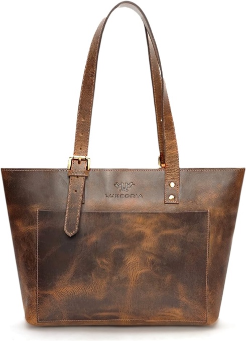 Genuine Leather Tote Bags for Women, Laptop Handbags, Women's Shoulder Bag, For Office,Travel, Shopping with Adjustable Strap