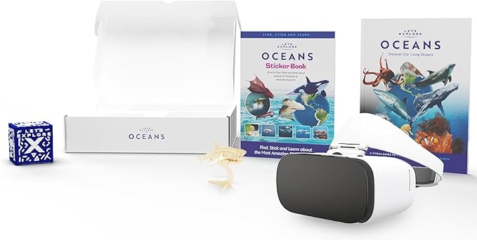 Let's Explore Oceans VR Headset for Kids - A Virtual Reality Family Friendly Adventure to Swim with Whales, Sharks, and Encounter Polar Bears Through Augmented Reality and Smartphone Compatibility
