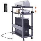 Computer Tower Stand Printer Stand with Storage PC Tower Floor Stand,Height 27.5"to 35.5"Adjustable PC Stand with Wheels PC Case Host Stand Scanner Table,3 Tier Rolling Computer Cart Home Office