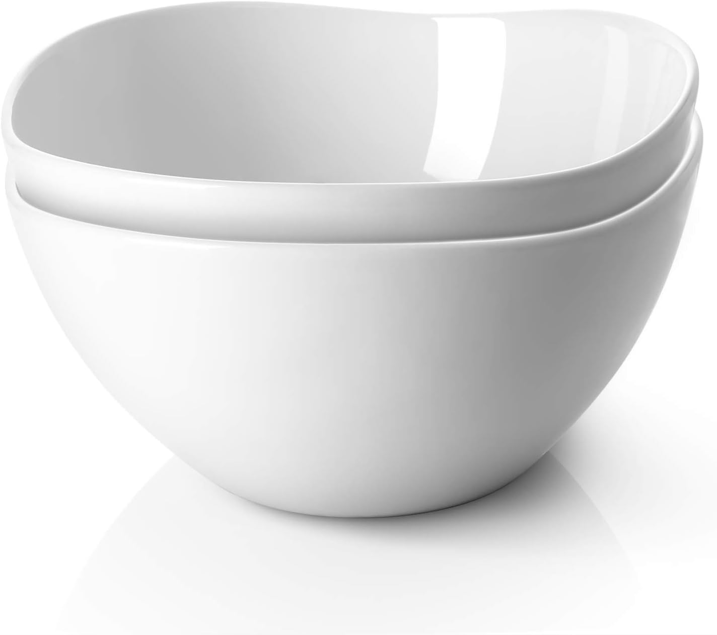 DOWAN Large Mixing Bowls, Ceramic Serving Bowls, 3.2 Quart Deep Salad Bowls, 105 Oz White Fruit Bowls for Modern Home, Set of 2