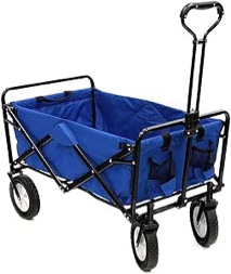 LUXCOL Collapsible Folding Outdoor Utility Wagon,Beach Wagon Cart with All Terrain Wheels & Drink Holders,Portable Sports Wagon for Camping, Shopping, Garden and Beach Blue