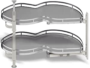 Kinchoix Blind Corner Cabinet Pull Out Organizer, Soft Close Swing Right Pull Out Cabinet Organizer 36inch, Corner Cabinet Lazy Susan for Corner Cabinet Blind Shelf, 2 Tiers Tray, Adjustable Height