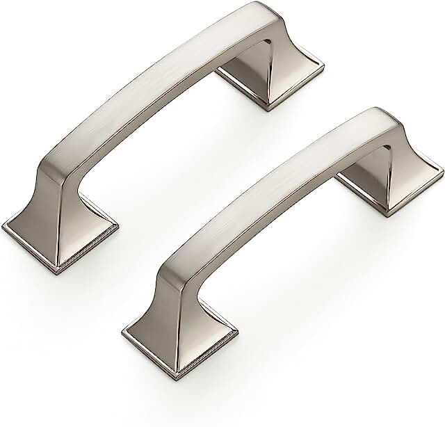 Ravinte 30 Pack Solid 3" Square Foot Cabinet Arch Pull Kitchen Cabinet Handles Brushed Nickel Cabinet Pulls Silver Drawer Pulls Kitchen Cabinet Hardware Kitchen Handles for Cabinets Cupboard Handles