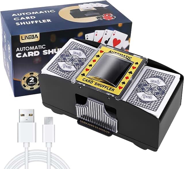 2/6 Decks Automatic Card Shuffler, Battery-Operated for UNO,Phase10, Texas Hold'em, Poker, Home Card Games, Blackjack, Party Club