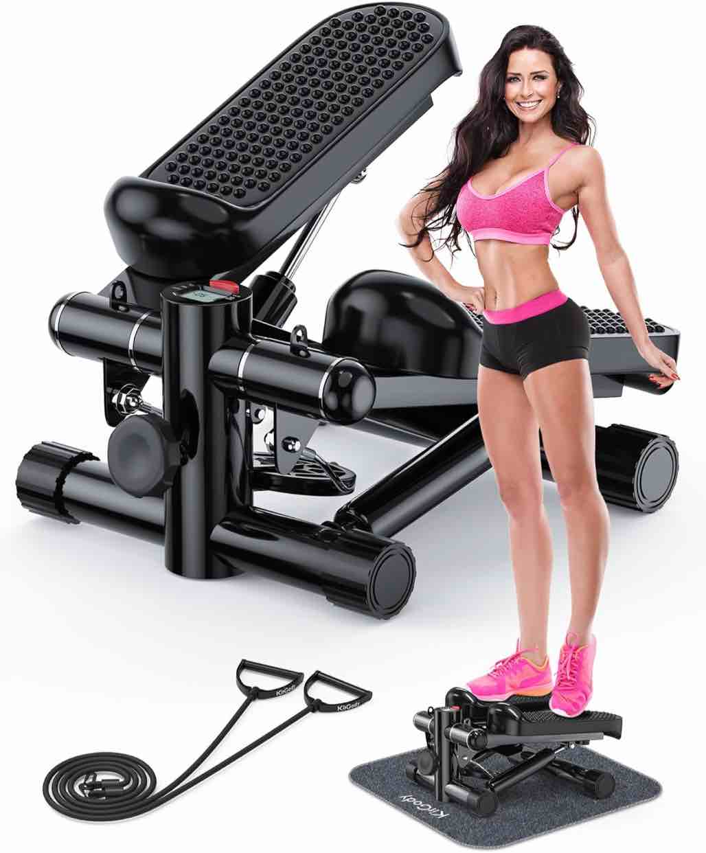 KitGody Mini Steppers for Exercise, Stair Stepper 330 lb Capacity, Workout Stepper Machine for Exercise at Home, Step Machine with Resistance Bands