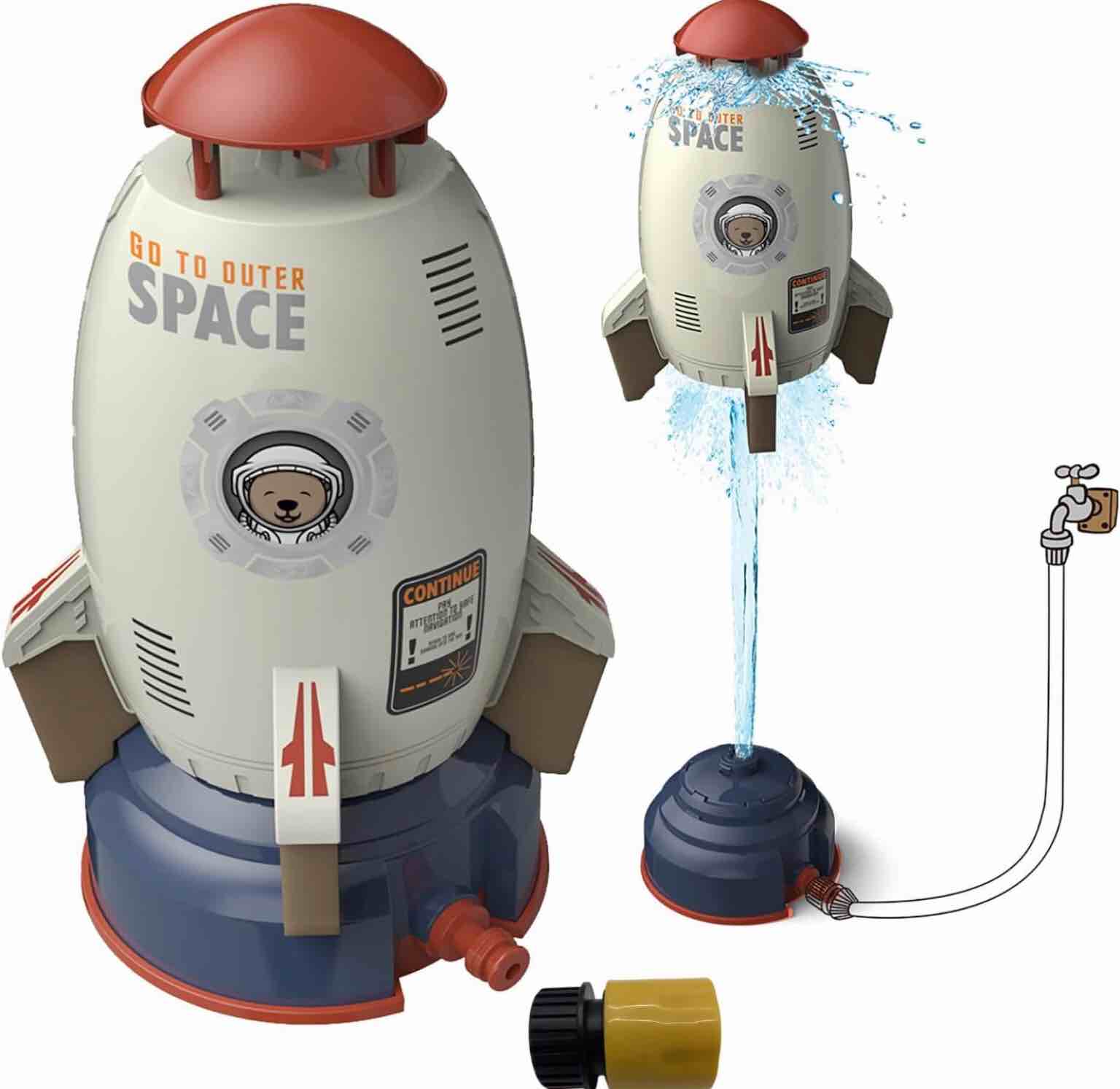 Flexyony Splash Rocket Toys Rocket Launcher for Kids Outdoor Water Play Rocket Sprinklers Toy Water Pressure Rocket Water Blaster Rockets Summer Garden Lawns Water Spray for Kids 3 Years and Up (Gray)