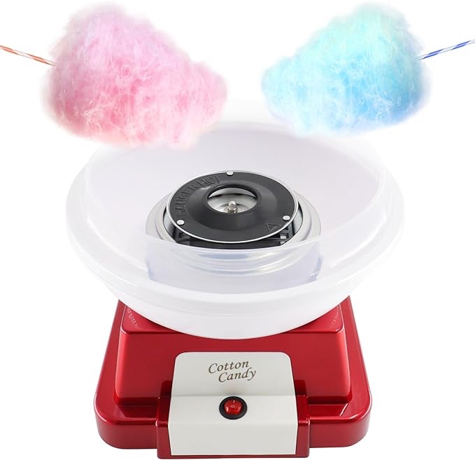Cotton Candy Machine for Kids, Cotton Candy Maker for Christmas Gifts, Birthday Gifts with 10 sticks and 1 Scoop (Red)