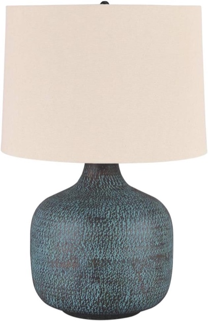 Signature Design by Ashley Malthace 24.5" Metal Accent Table Lamp, Patina Aluminum Blue