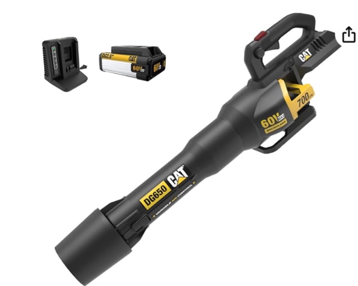 Cat DG650 60V 700 CFM 135 MPH Leaf Blower Cordless with Battery and Charger,Adjustable Speed Blowers for Lawn Care,Lightweight Cordless Leaf Blower with Variable Air Control Battery&Charger Include
