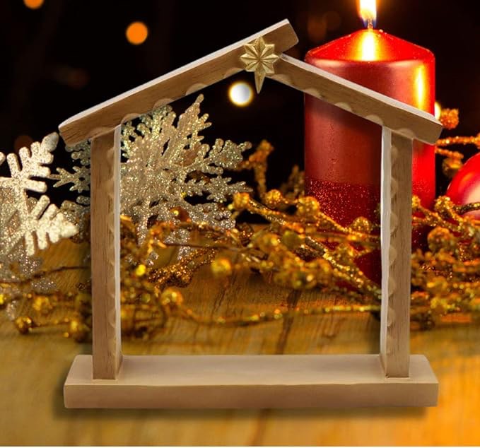 Comfy Hour Faith and Hope Collection 9" Nativity Creche with Star On Roof Scene Figurine, Accessory for Christmas Holy Family Set, Polyresin