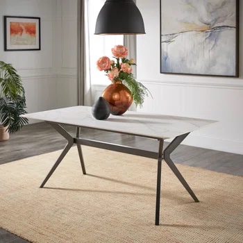 (1/2) Matte White Sintered Stone 70" Rectangular Dining Table Top