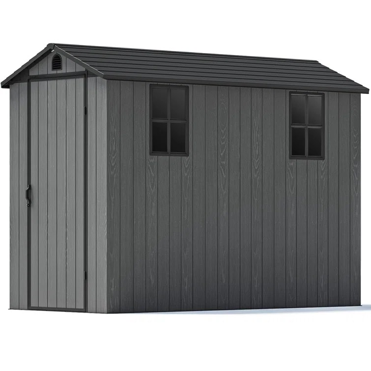 4 ft. W x 8 ft. D Plastic Storage Shed with Floor, Resin Shed with Windows and Lockable Doors