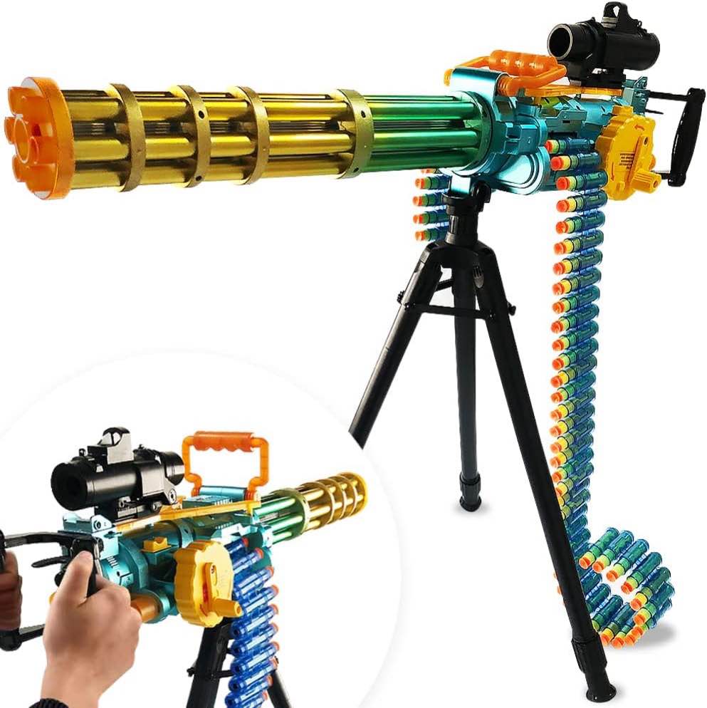 ArtCreativity Electronic Gatling Toy Gun for Kids, Rapid Toy Machine with Foam Suction Darts and Accessories, Revolving Toy Gun with Automatic and Manual Mode, Great Gift Idea